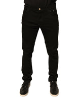 Jeans skinny en coton stretch noir à logo Dolce &amp; Gabbana