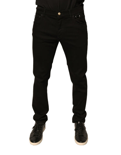 Jeans skinny en coton stretch noir à logo Dolce &amp; Gabbana