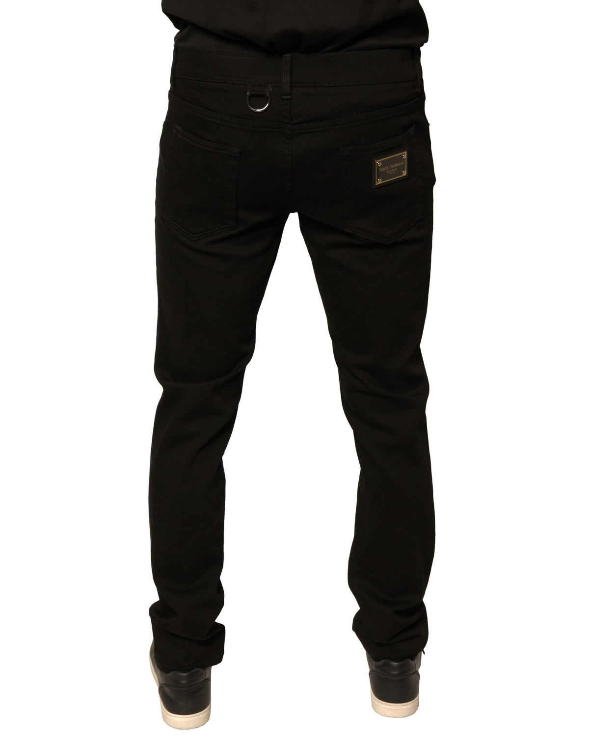 Jeans skinny en coton stretch noir à logo Dolce &amp; Gabbana