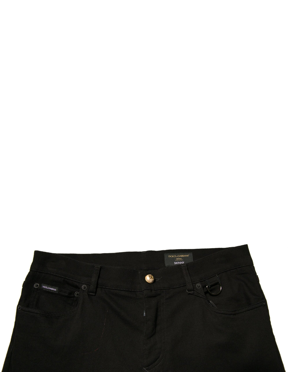 Jeans skinny en coton stretch noir à logo Dolce &amp; Gabbana
