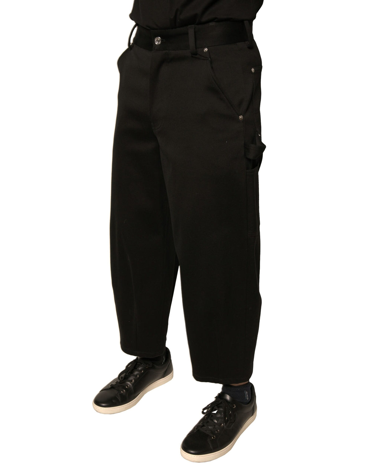 Pantalon court taille mi-hauteur en coton noir de Dolce &amp; Gabbana