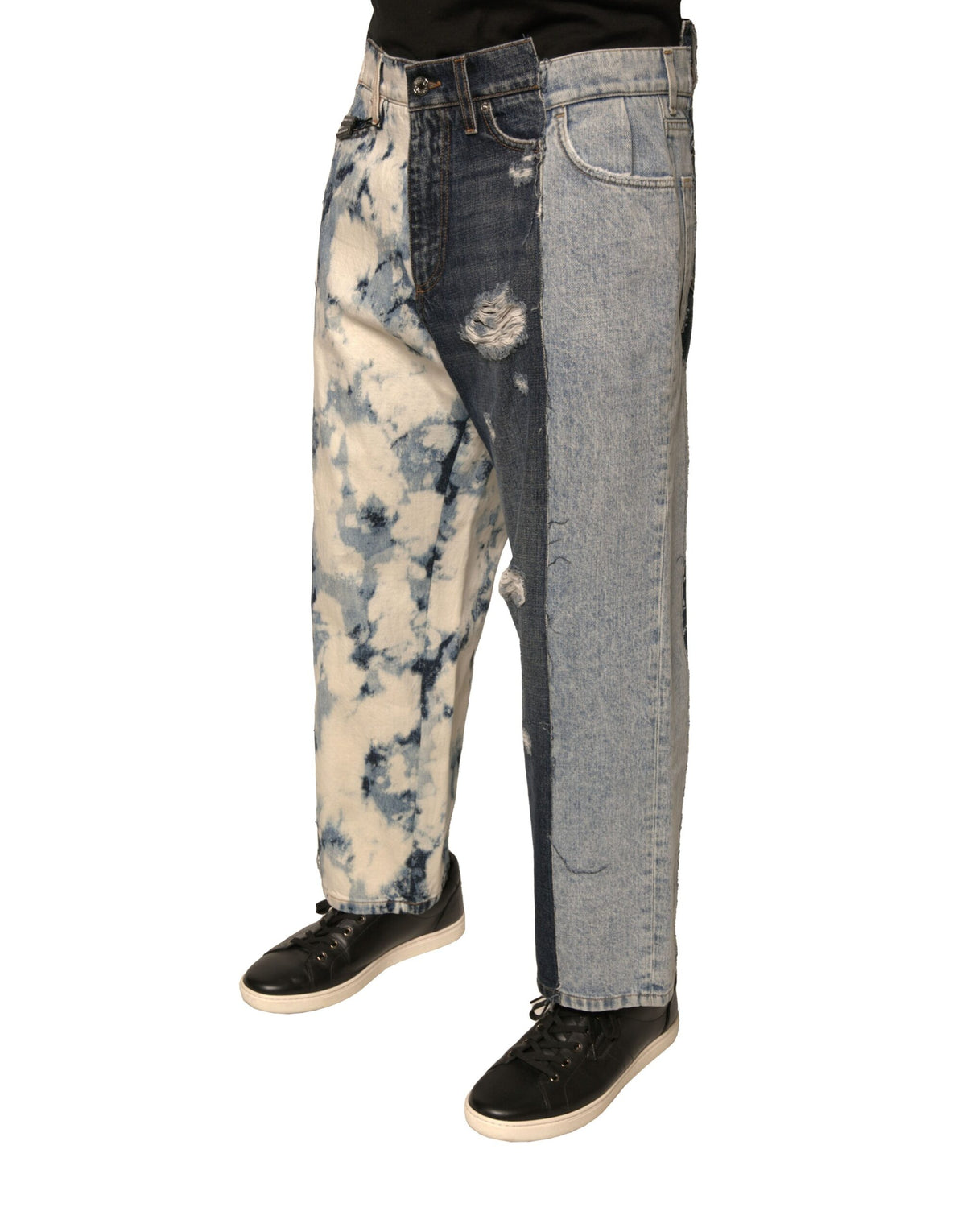 Jeans en coton droit à patchwork multicolore pour homme de Dolce &amp; Gabbana