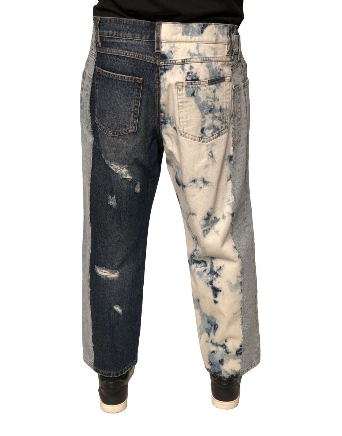 Jeans en coton droit à patchwork multicolore pour homme de Dolce &amp; Gabbana