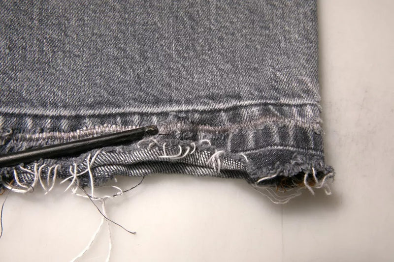 Dolce &amp; Gabbana grijze, strakke spijkerbroek van stretch katoen met logo