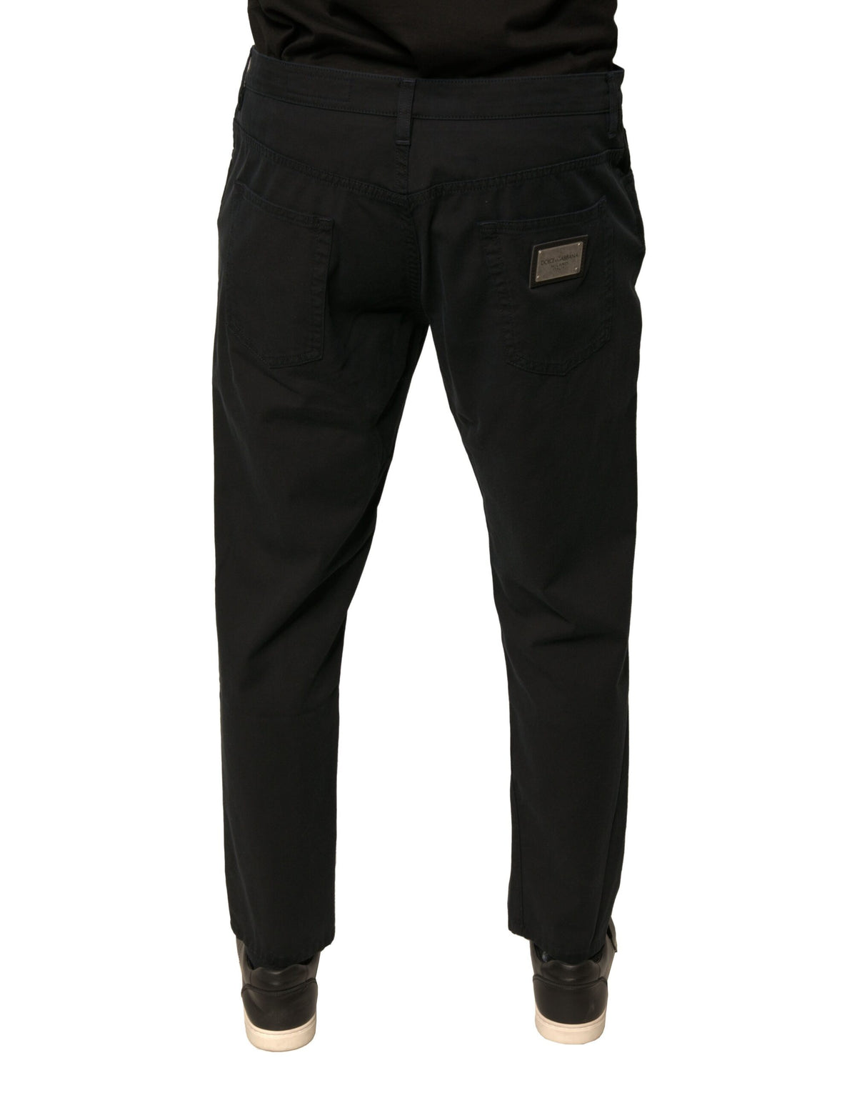 Jeans skinny en coton stretch noir à logo Dolce &amp; Gabbana