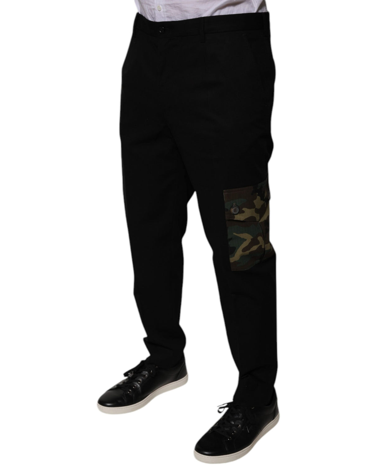 Pantalon cargo casual noir en coton pour homme de Dolce &amp; Gabbana