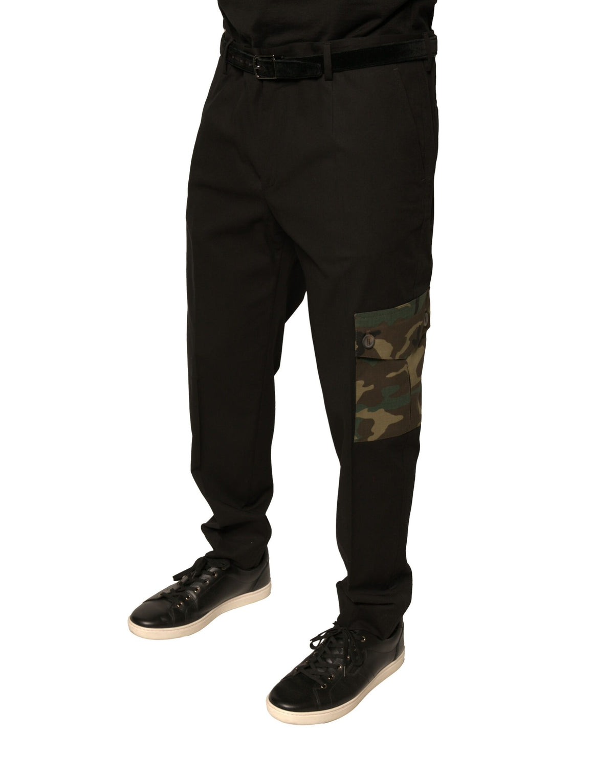 Pantalon cargo casual noir en coton pour homme de Dolce &amp; Gabbana