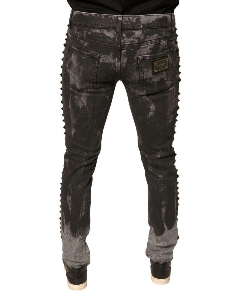 Dolce &amp; Gabbana grijze, versierde katoenen skinny jeans