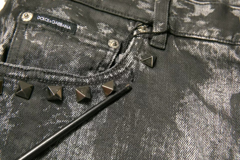 Dolce &amp; Gabbana grijze, versierde katoenen skinny jeans
