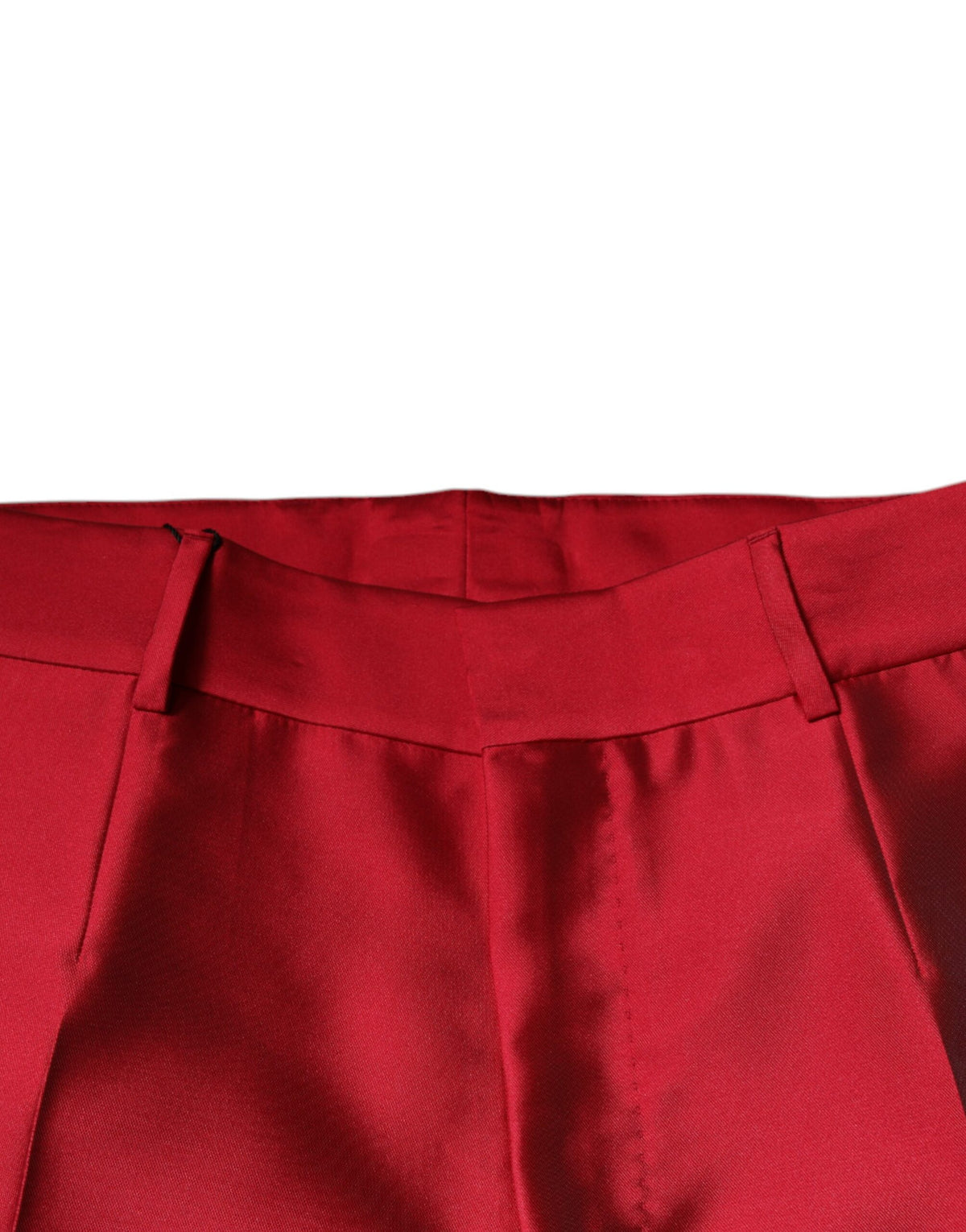 Pantalon tailleur droit taille mi-hauteur en soie rouge Dolce &amp; Gabbana
