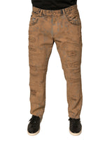 Jeans skinny en coton délavé marron de Dolce &amp; Gabbana