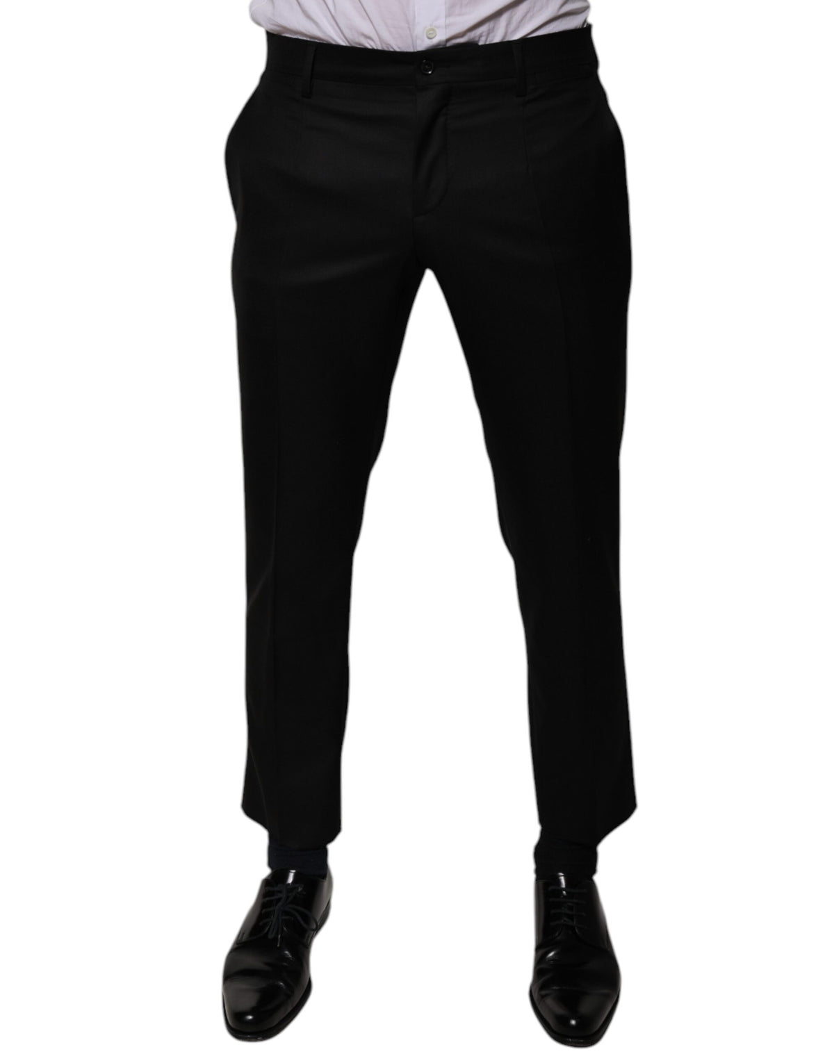Pantalon tailleur noir en laine à coupe fuselée de Dolce &amp; Gabbana