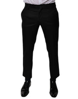 Pantalon tailleur noir en laine à coupe fuselée de Dolce &amp; Gabbana