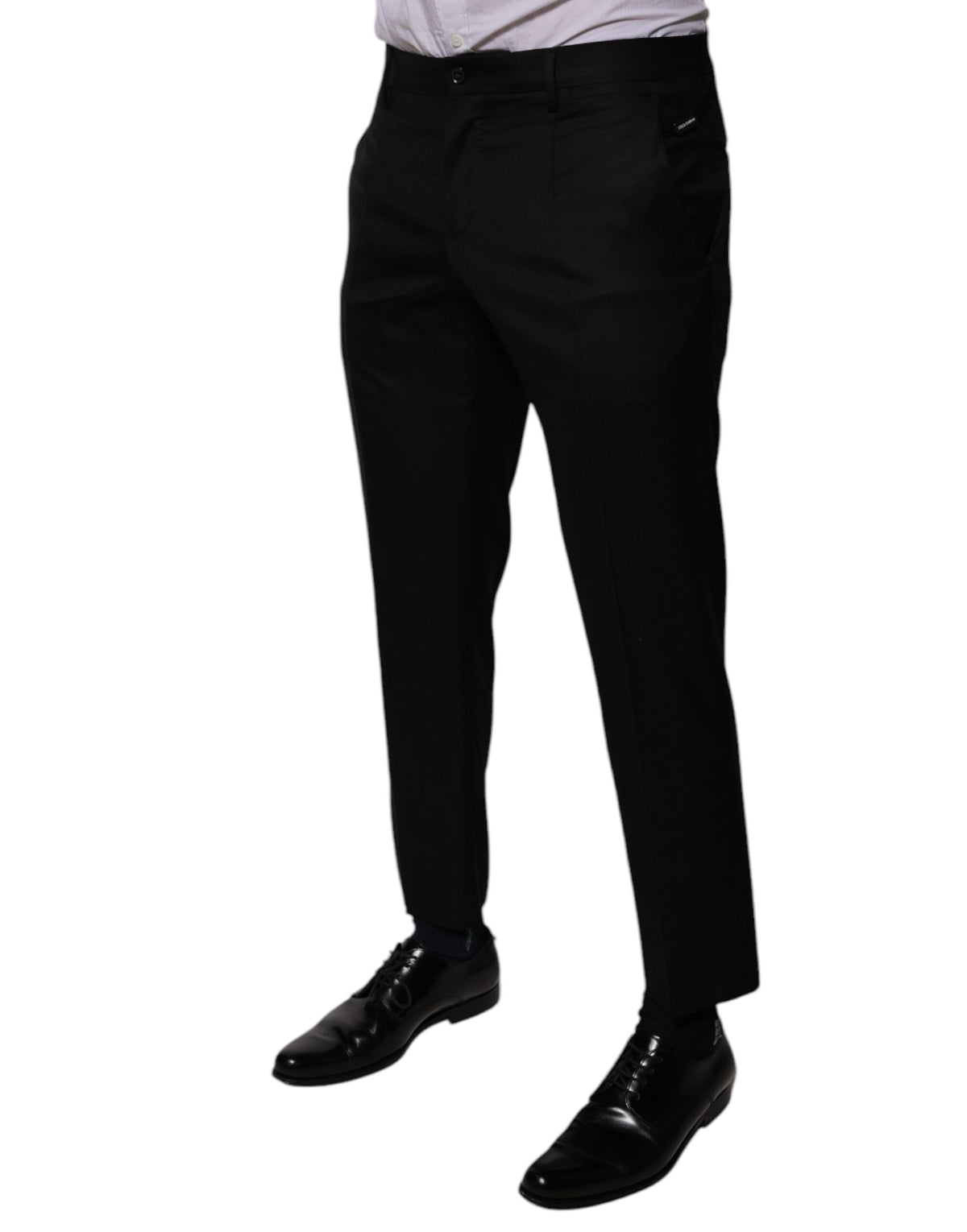 Pantalon tailleur noir en laine à coupe fuselée de Dolce &amp; Gabbana