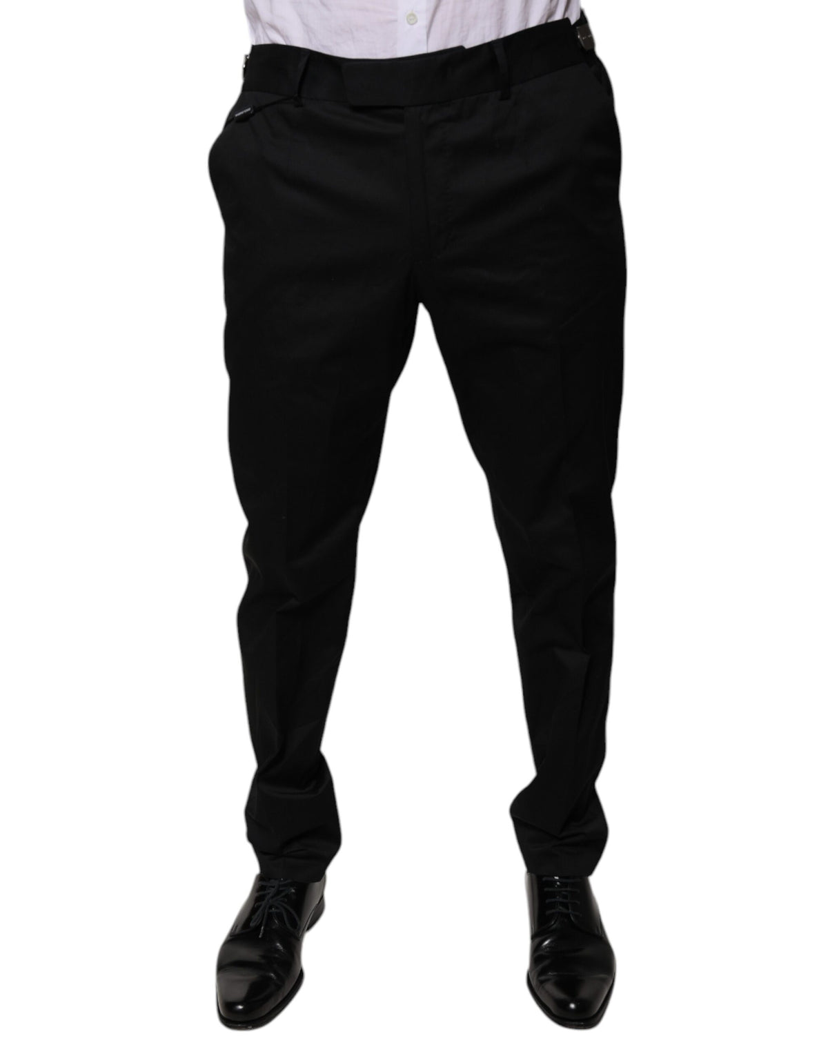 Pantalon habillé noir en coton à coupe fuselée de Dolce &amp; Gabbana