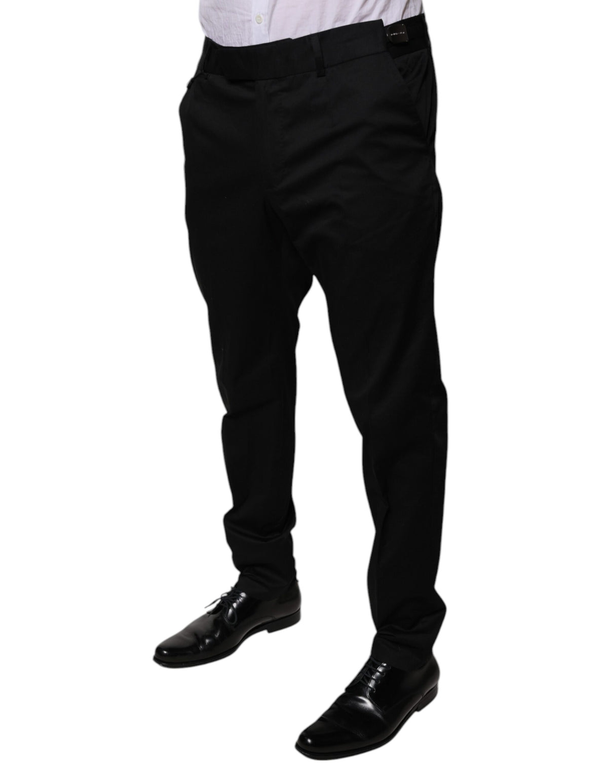 Pantalon habillé noir en coton à coupe fuselée de Dolce &amp; Gabbana