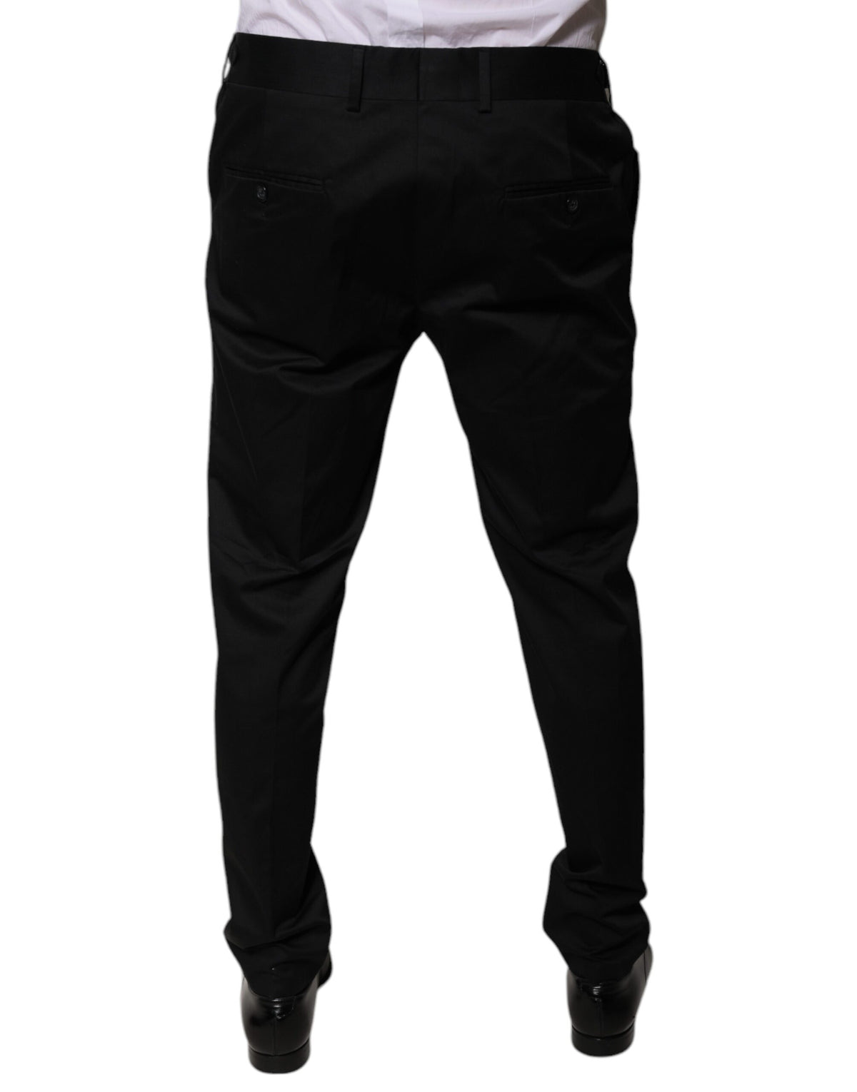 Pantalon habillé noir en coton à coupe fuselée de Dolce &amp; Gabbana