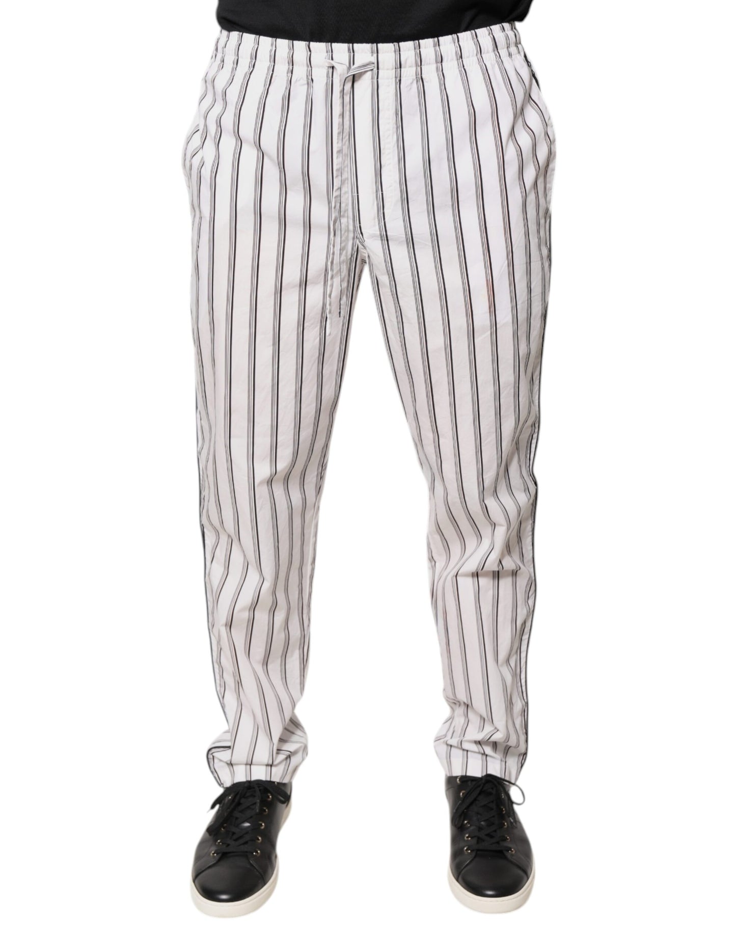 Pantalon-jambe de femme en coton rayé blanc, coupe skinny, Dolce &amp; Gabbana