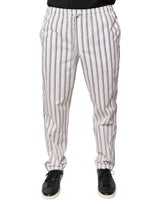 Pantalon-jambe de femme en coton rayé blanc, coupe skinny, Dolce &amp; Gabbana