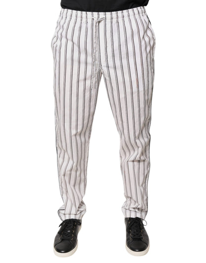 Pantalon-jambe de femme en coton rayé blanc, coupe skinny, Dolce &amp; Gabbana