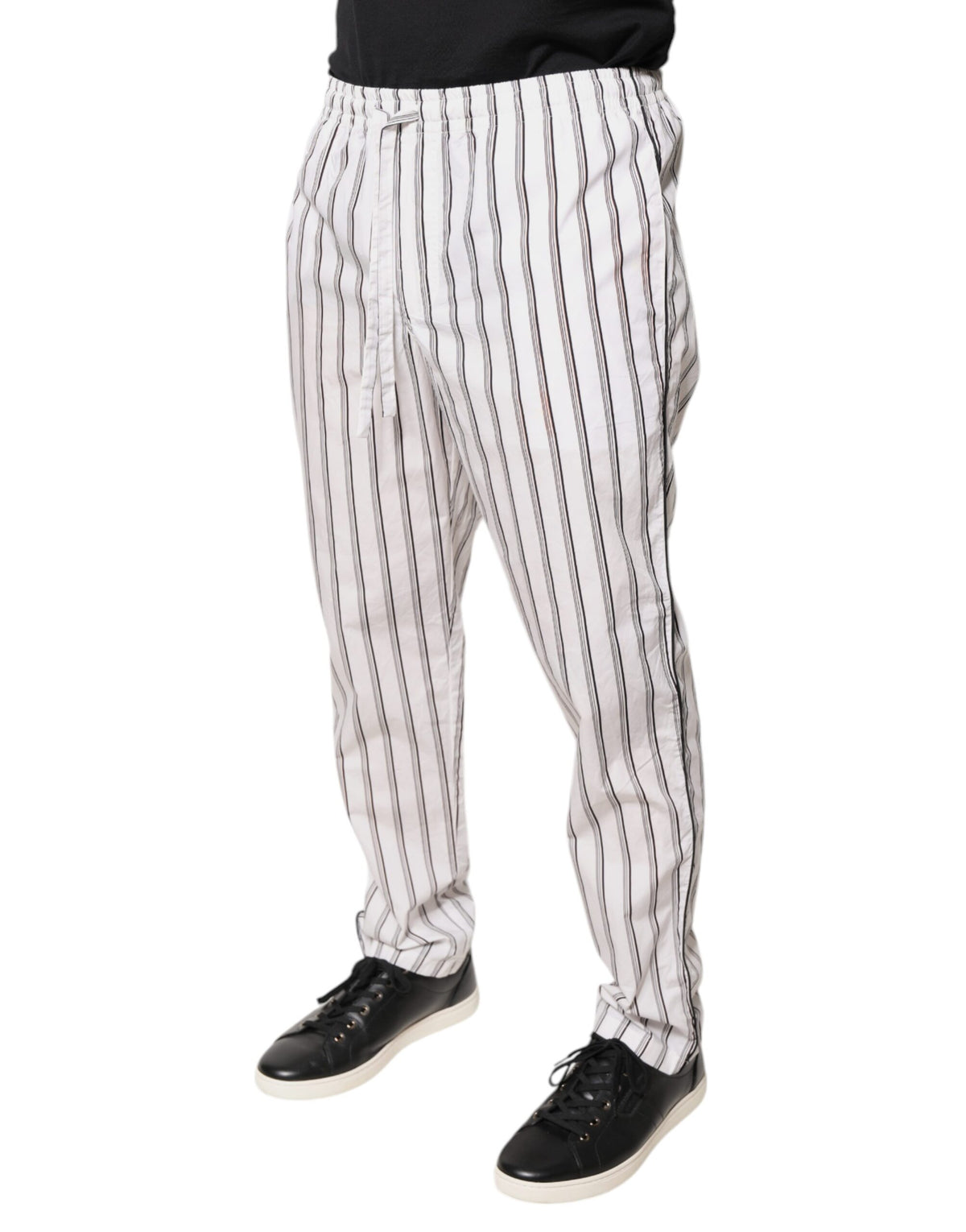 Pantalon-jambe de femme en coton rayé blanc, coupe skinny, Dolce &amp; Gabbana