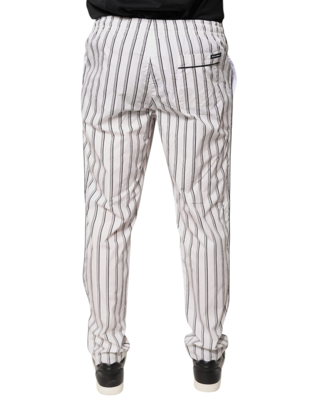 Pantalon-jambe de femme en coton rayé blanc, coupe skinny, Dolce &amp; Gabbana