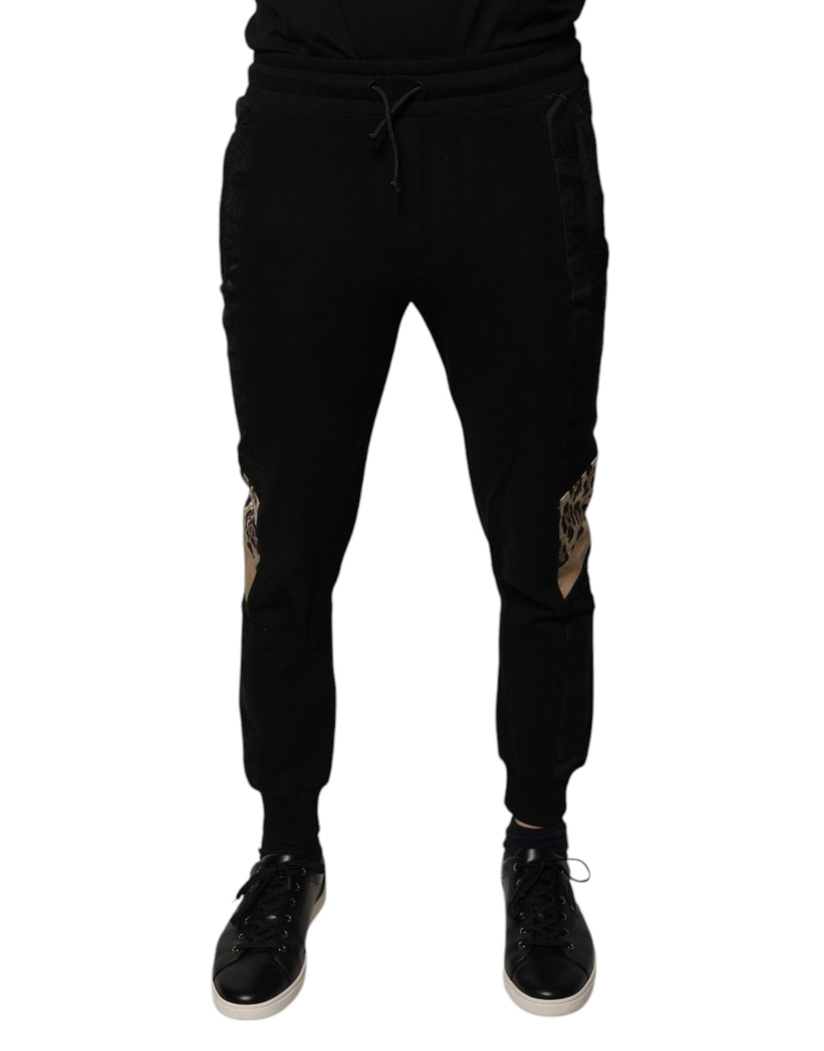 Pantalon de jogging slim noir à imprimé léopard Dolce &amp; Gabbana