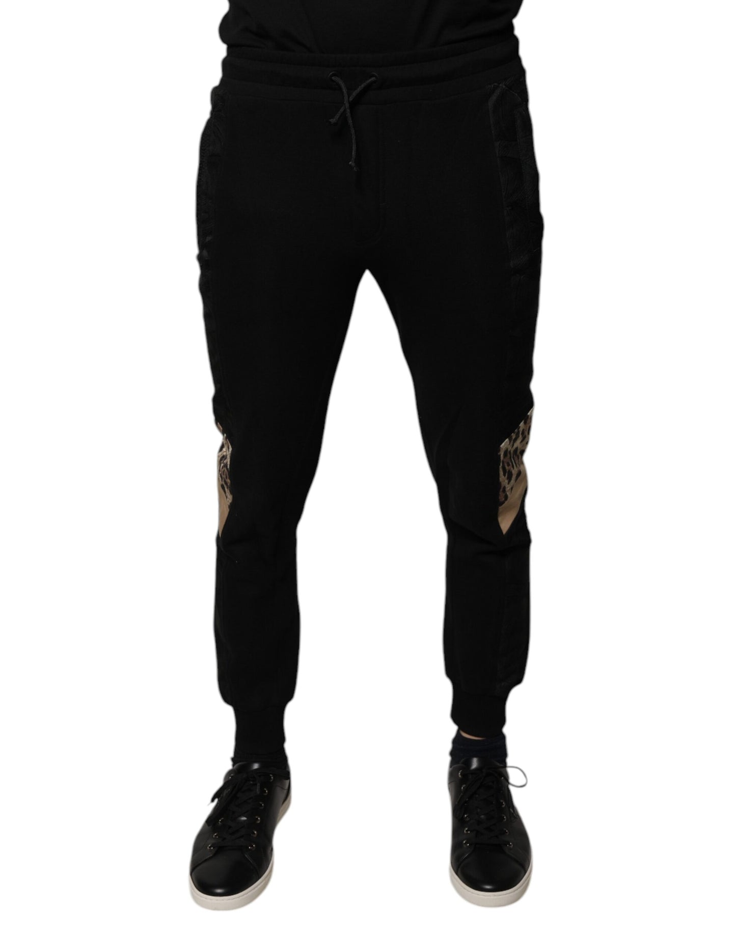 Pantalon de jogging slim noir à imprimé léopard Dolce &amp; Gabbana