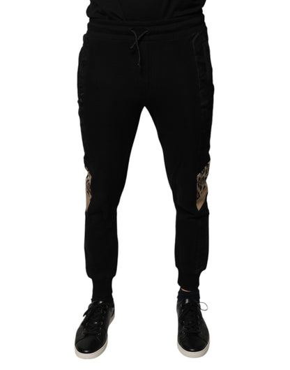 Pantalon de jogging slim noir à imprimé léopard Dolce &amp; Gabbana