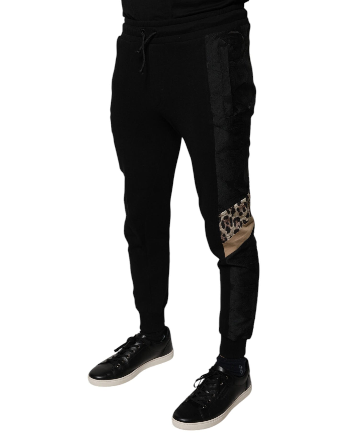 Pantalon de jogging slim noir à imprimé léopard Dolce & Gabbana