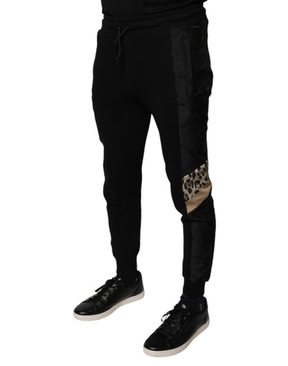 Pantalon de jogging slim noir à imprimé léopard Dolce & Gabbana