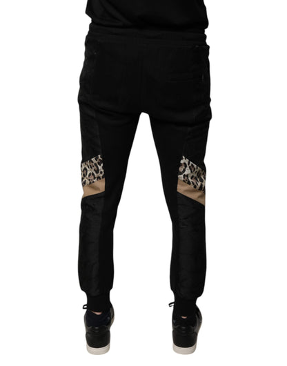 Pantalon de jogging slim noir à imprimé léopard Dolce & Gabbana