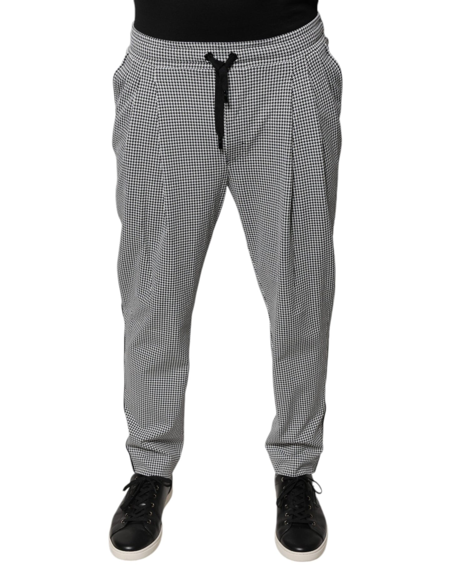 Dolce &amp; Gabbana zwarte en witte spijkerbroek met spijkerpatroon, smalle pasvorm.