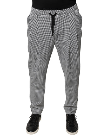 Dolce &amp; Gabbana zwarte en witte spijkerbroek met spijkerpatroon, smalle pasvorm.