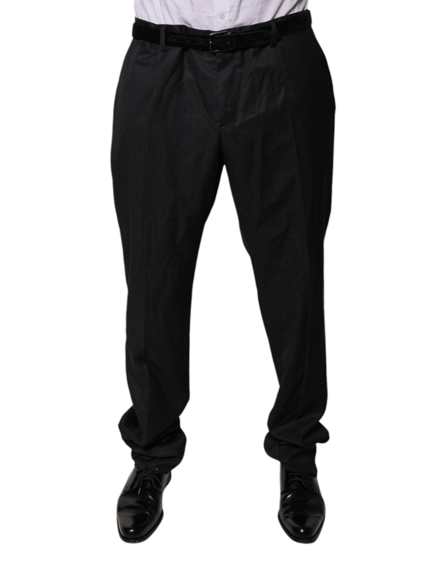 Pantalon tailleur noir en laine à coupe fuselée de Dolce & Gabbana