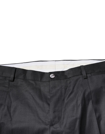 Pantalon tailleur noir en laine à coupe fuselée de Dolce & Gabbana