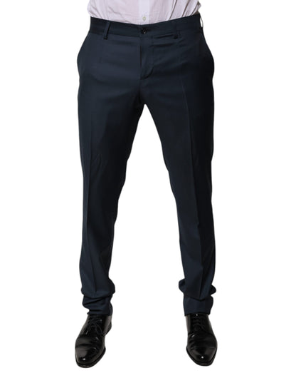 Pantalon tailleur droit bleu en laine de Dolce & Gabbana