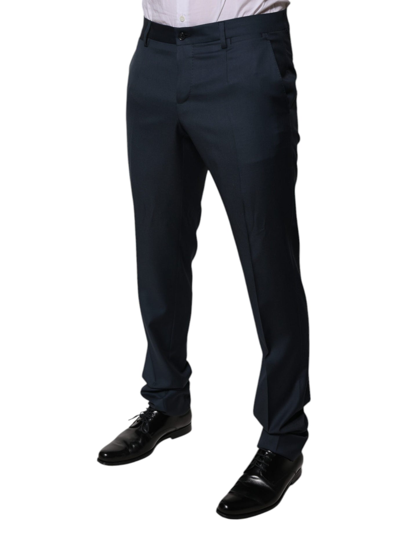 Pantalon tailleur droit bleu en laine de Dolce & Gabbana