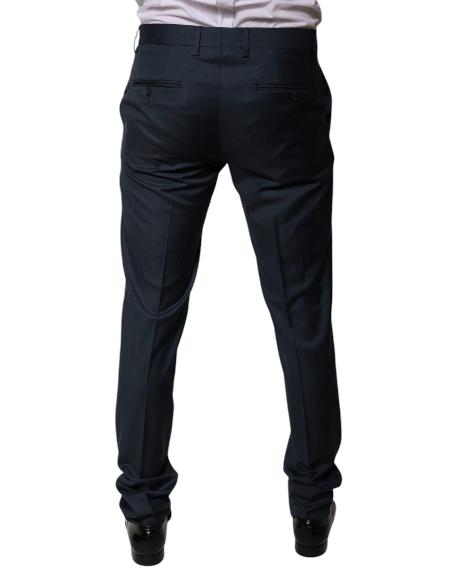 Pantalon tailleur droit bleu en laine de Dolce & Gabbana