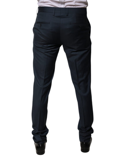 Pantalon tailleur droit bleu en laine de Dolce & Gabbana