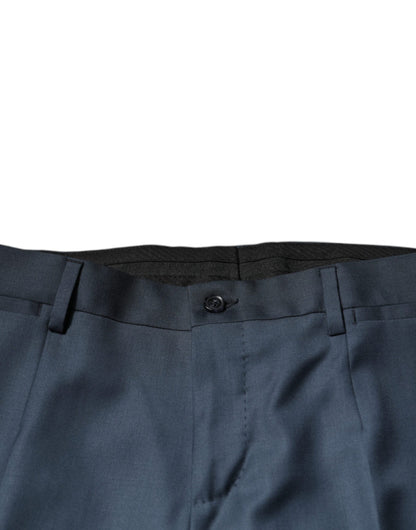Pantalon tailleur droit bleu en laine de Dolce & Gabbana