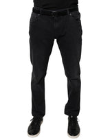 Jeans skinny en coton stretch noir à logo Dolce &amp; Gabbana