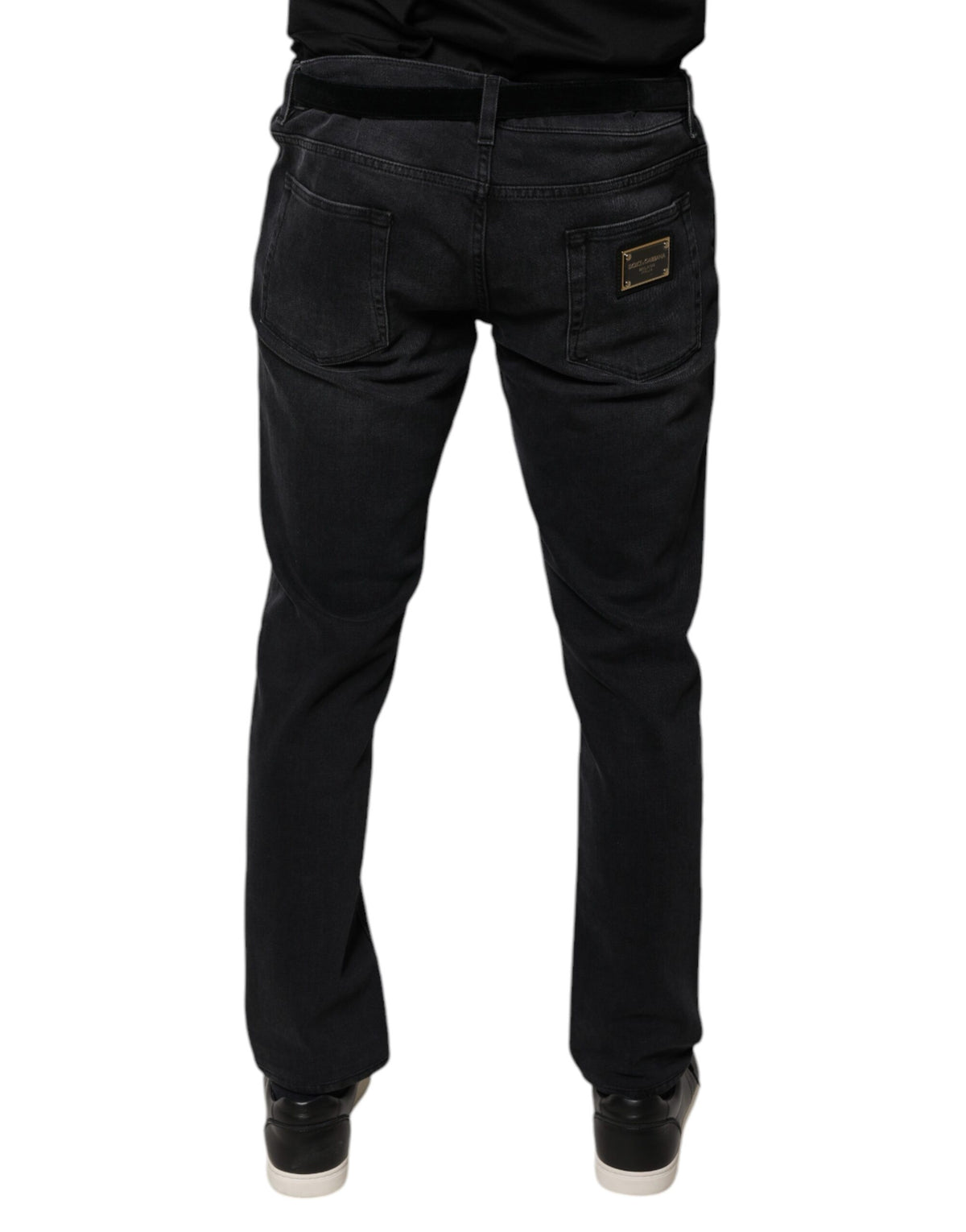 Jeans skinny en coton stretch noir à logo Dolce &amp; Gabbana