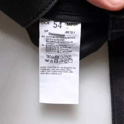 Jeans skinny en coton extensible noir avec logo Dolce & Gabbana