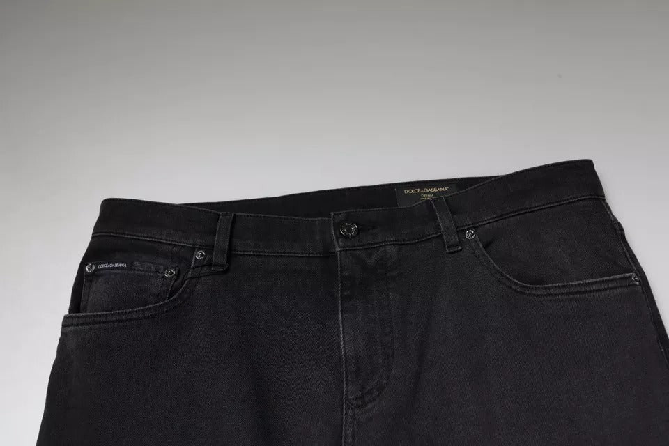 Jeans skinny en coton stretch noir à logo Dolce &amp; Gabbana