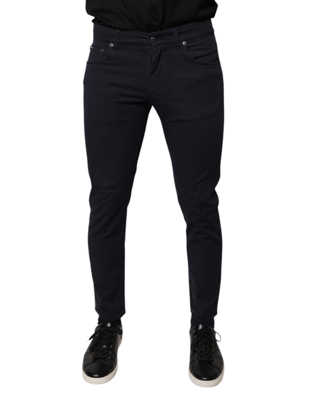 Jeans skinny en coton stretch noir à logo Dolce &amp; Gabbana