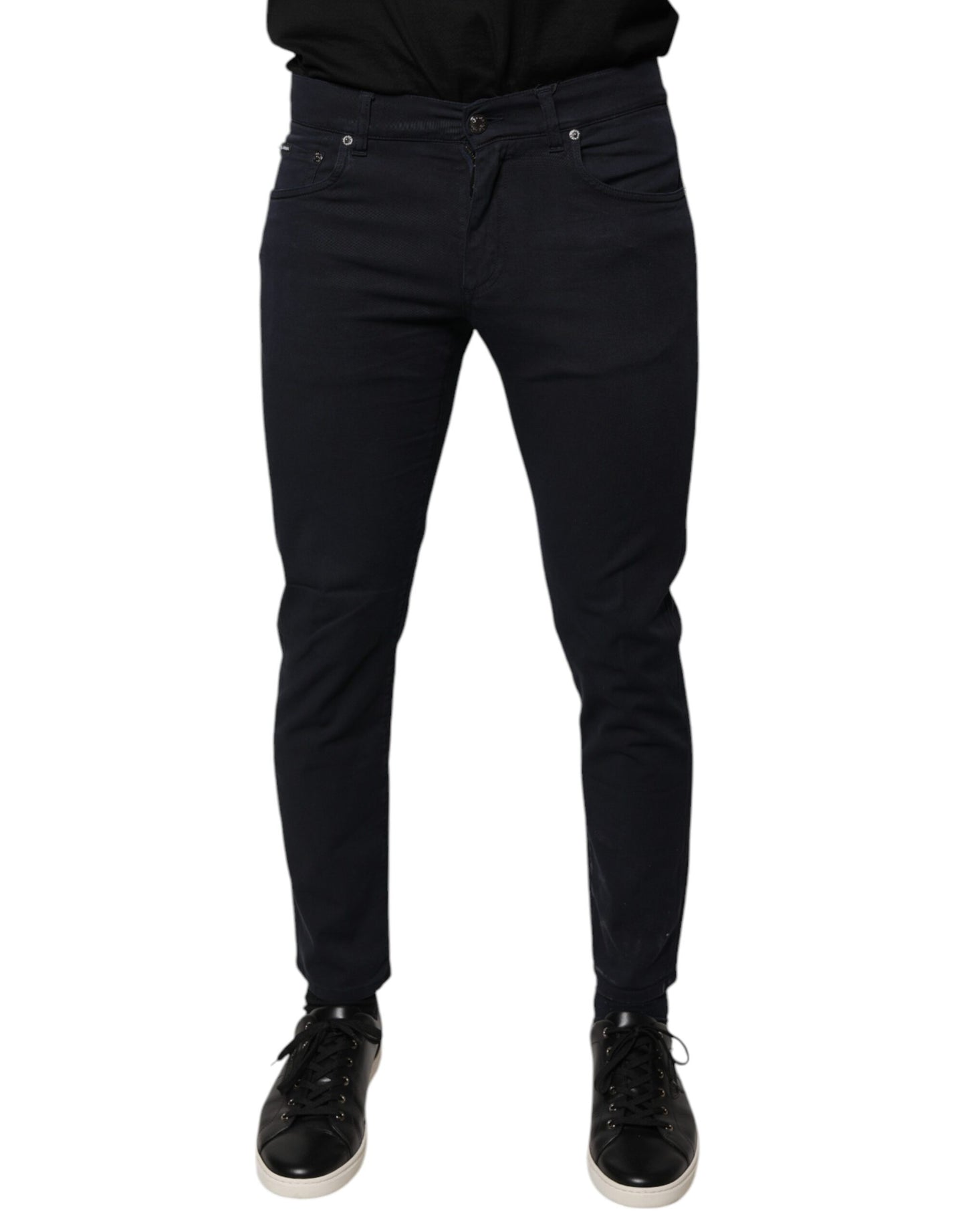 Dolce &amp; Gabbana zwarte, strakke spijkerbroek van stretch katoen met logo
