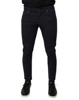 Jeans skinny en coton stretch noir à logo Dolce &amp; Gabbana