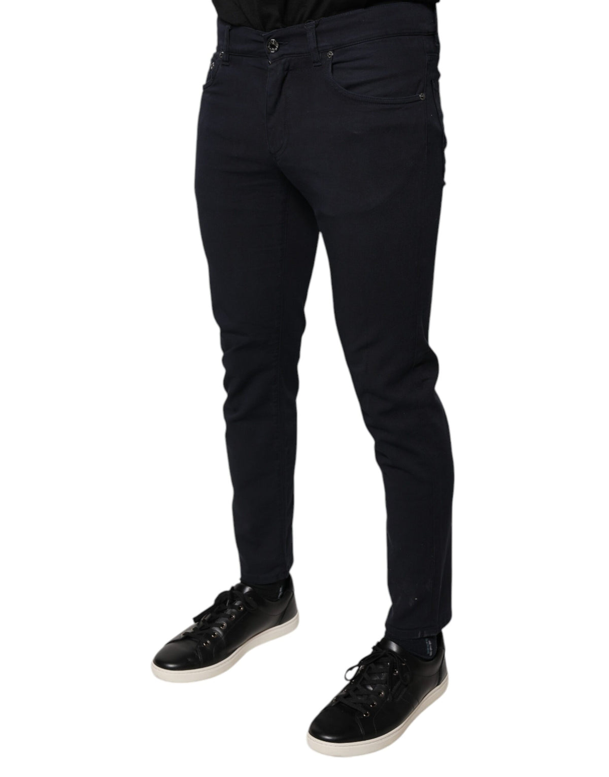 Jeans skinny en coton stretch noir à logo Dolce &amp; Gabbana