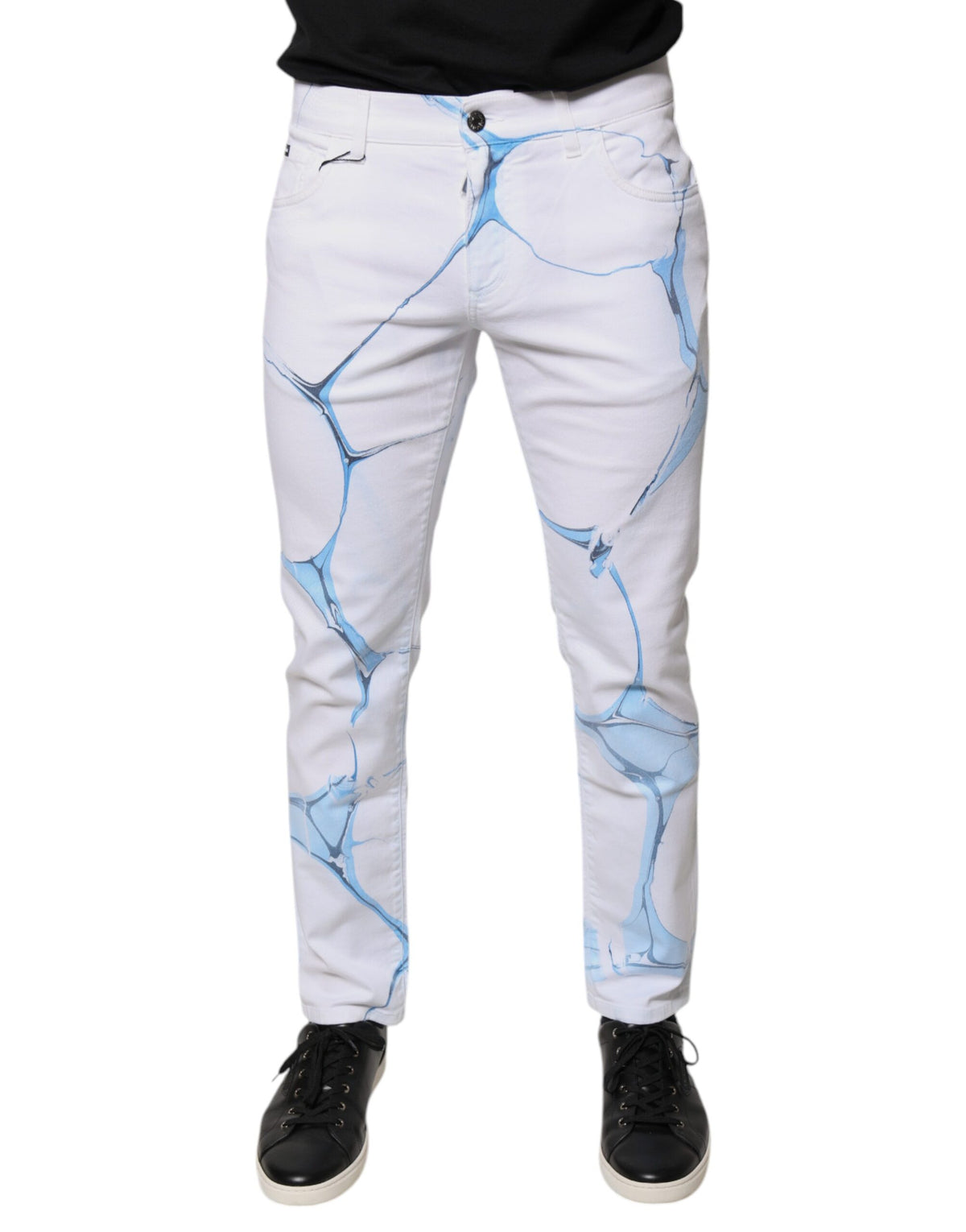 Jeans skinny en coton stretch blanc et bleu de Dolce &amp; Gabbana